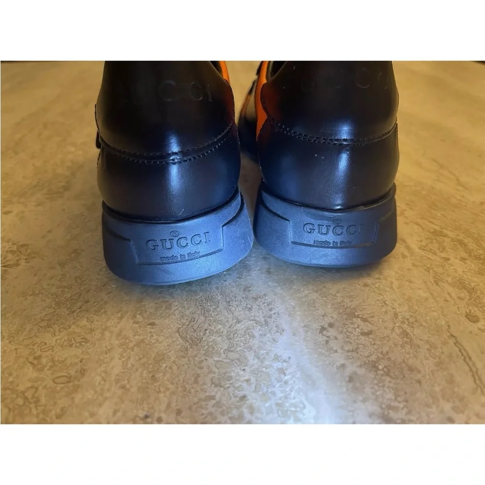 Gucci Women’s Shoes Black Orange Sneakers NWT SAKS FIFTH AVE AUTH 5.5 Leather - Picture 7 of 12